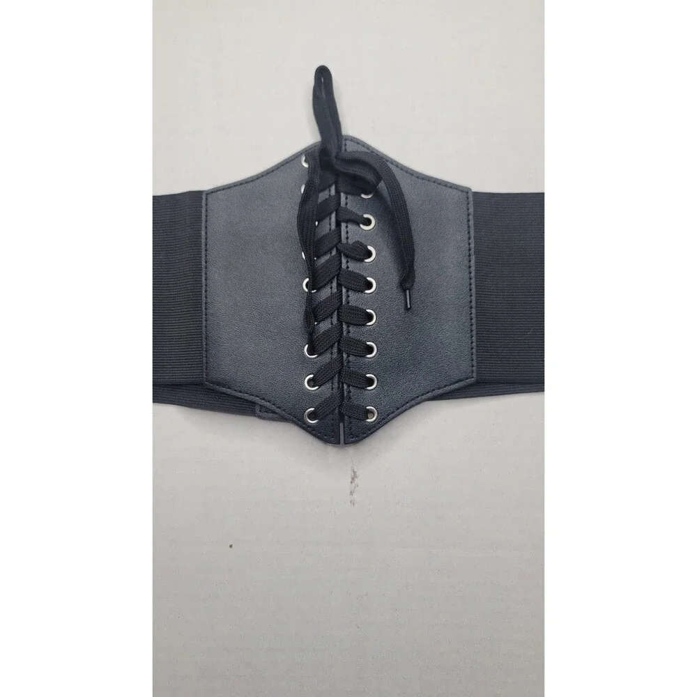 Corset Belt Sz XL Black Lace-up Under Bust Goth Vamp Castlecore Dark Fairy Goth
